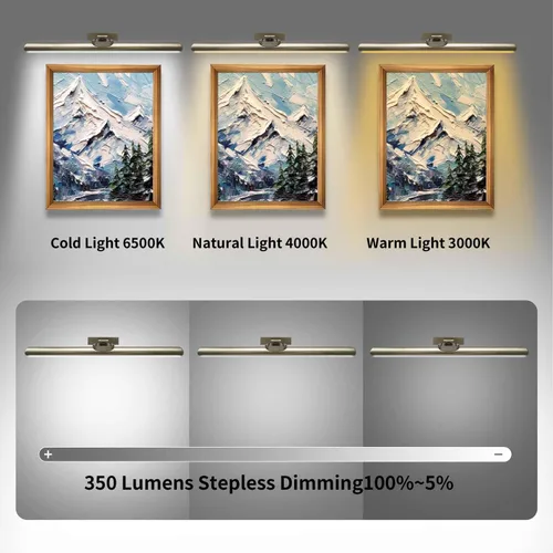 Miniatura 2 de MQOUO Luces de imagen inalámbricas de 24.4 pulgadas, luz de exhibición de arte con batería recargable con control remoto, regulable/temporizador
