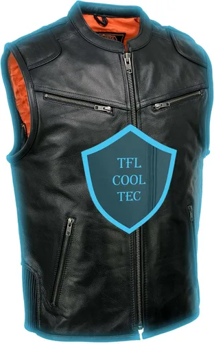 Milwaukee Leather MLM3502 - Chaleco de cuero con cremallera para hombre