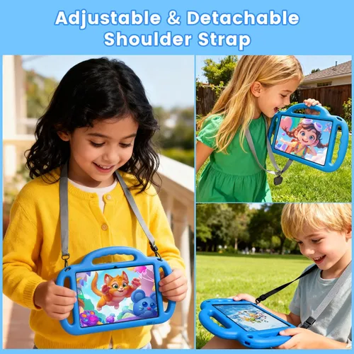 Miniatura 7 de Tablet para niños Henadigi, tablet Android 15, 12 GB RAM 64 GB ROM 1 TB de expansión, pantalla táctil FHD de 10 pulgadas 1280x808, cámara dual Azul