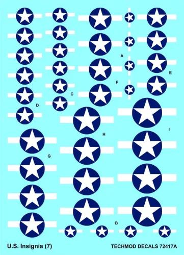 Miniatura 4 de Techmod 72417 1/72 U.S. National Aircraft Insignia Wet Decal 1943-1945 (7)