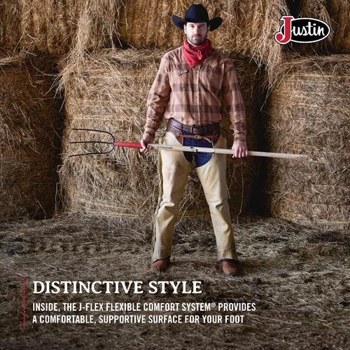 Miniatura 5 de Justin Caddo - Botas vaqueras de 11 pulgadas para hombre, botas vaqueras duraderas de cuero de grano completo de grano completo, con punta cuadrada