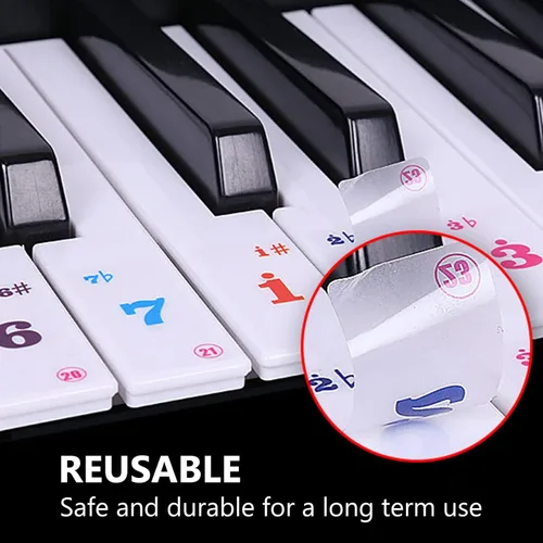 Miniatura 5 de Calcomanías de números 2 hojas para teclado de piano y teclados extraíbles