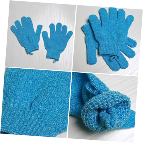 Miniatura 3 de FRCOLOR 1 par de guantes exfoliantes para el cuerpo, guantes de baño, guantes de baño, guantes de ducha, guantes de spa, toalla blanca exfoliante