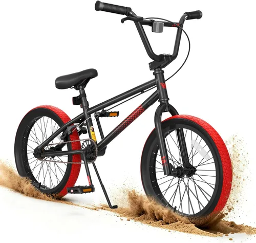 Miniatura 18 de KORIMEFA Bicicleta BMX Freestyle 18 20 pulgadas para niños y niños, bicicleta de trucos para 7-12 años, pernos Pro/Guro a elegir, marco de acero