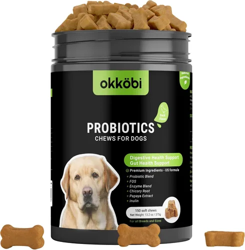 Miniatura 11 de Probióticos masticables para perros, 60 piezas, apoyo para la salud digestiva e intestinal, masticables probióticos para perros con enzimas e