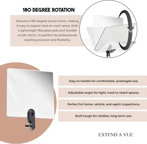 Miniatura 3 de El reemplazo del espejo de inspección funciona con postes de extensión Extend A Vue de 3.5 x 6 pulgadas
