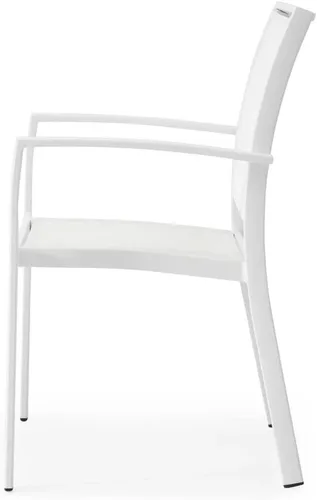 Miniatura 6 de ZURI Silla de comedor moderna para exteriores Laka con asientos de malla de secado rápido y marco de aluminio recubierto de polvo en blanco