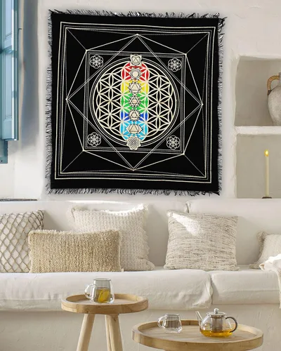 Miniatura 4 de Indian Consigners 7 Chakra Alter Cloth Hexa cubierta de altar cubierta de tarot propagación de brujería (17.7 x 17.7 in)