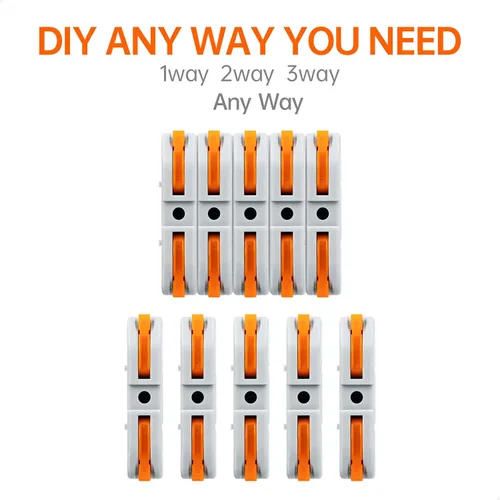 Miniatura 3 de 50 conectores de cable de palanca, 1 conductor compacto de empalme para circuito en línea 24-12 AWG (naranja)