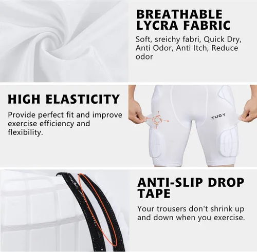 Miniatura 4 de Mens Football Girdle with Pads Hip Thigh Butt Tailbone Protector Pants Padded Compression Short Youth Adult Protective for Baseball Snowboard Skate