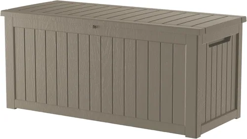 Miniatura 19 de Caja de almacenamiento para exteriores de 35 galones, caja de resina impermeable y con cierre para terraza, grande, contenedor de almacenamiento