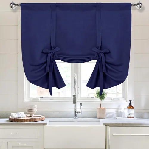 Miniatura 29 de DWCN Cortinas Opacas - Persiana Enrollable con Lazos para Ventana, Aislamiento Térmico, Oscurecimiento de Habitación, Cortinas con Bolsillo