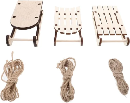 jojofuny 12 piezas de decoración de trineo de madera: mini trineo para adorno de Navidad, adornos de trineo de madera sin terminar para