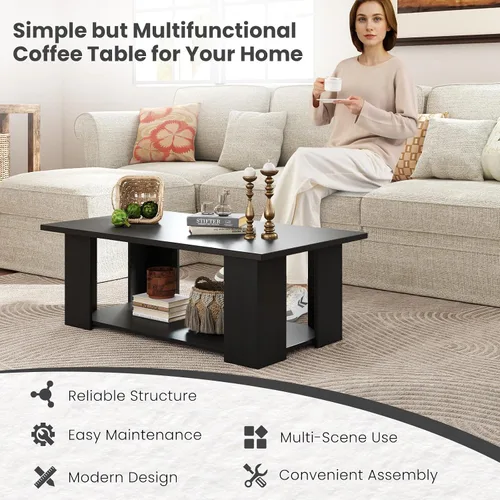 Miniatura 7 de GOFLAME Mesa auxiliar con almacenamiento, mesa central moderna para espacios pequeños, mesas de té decorativas para sala de estar, sala de Negro