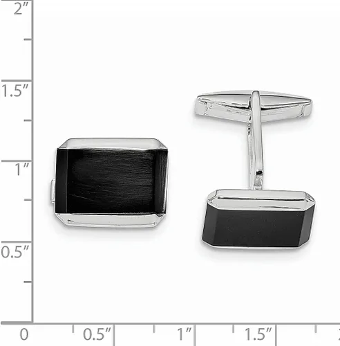 Miniatura 2 de Gemelos rectangulares de plata de ley 925 para hombre, gemelos de ónix negro, collar de eslabones para hombre, joyería fina para papá, regalos