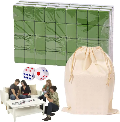 Mahjong, juego de mahjong chino, 144 azulejos grabados, juego de viaje portátil para juego familiar/equipo, a partir de 9 años a adultos