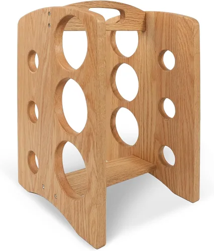 CONSDAN Estante de vino, encimera de estantes de vino, soporte para botellas de vino de roble cultivado en Estados Unidos, soporte de soporte de