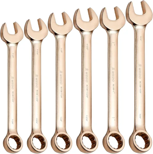 Miniatura 20 de WEDO Llave combinada sin chispas, llave combinada de seguridad sin chispas, bronce de aluminio, forja, DIN 3113, certificado BAM y FM, tamaño 1