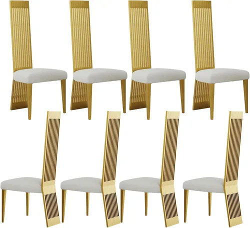 Miniatura 17 de Boucle - Juego de 8 sillas de comedor negras, modernas sillas de comedor tapizadas con respaldo alto con marco de acero inoxidable resistente