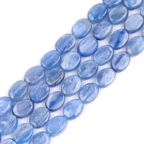 GEM-insid - Cuentas sueltas de cianita azul, cuentas de energía natural para hacer joyas, 0.27 x 0.315 pulgadas, ovaladas de 15 pulgadas