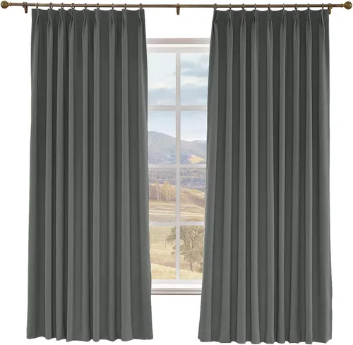 Miniatura 7 de Macochico Cortinas opacas de lino sintético de 52 pulgadas de ancho x 63 pulgadas de largo, panel de cortinas plisadas para dormitorio, aulas