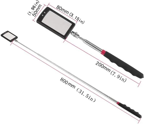 Miniatura 5 de Espejo de inspección telescópico giratorio de 360 grados – Espejo mecánico de coche en un palo con luces y herramienta mecánica extensible