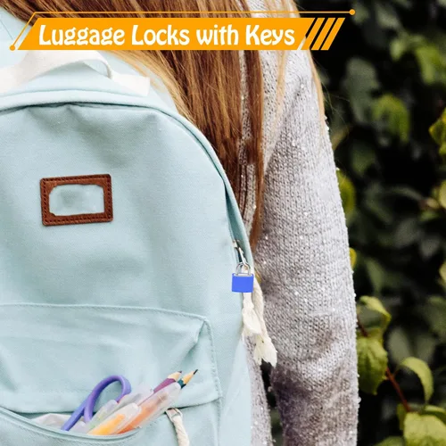 Miniatura 6 de Bonsicoky Paquete de 6 cerraduras para maleta con llaves, candados metálicos multicolor para equipaje, mini candados con llave para maleta, mochila