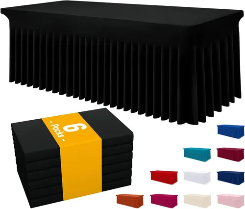 Miniatura 12 de Smiry Mantel de Spandex Paquete de 6, Mantel Elástico Ajustable Extensible para Mesas Rectangulares de 4 Pies, Cubierta de Mesa Impermeable Lavable