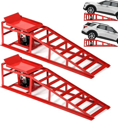 2 piezas de rampas hidráulicas para automóviles de 5 toneladas, 11,060 libras, rampas hidráulicas resistentes para vehículos, rampas portátiles para