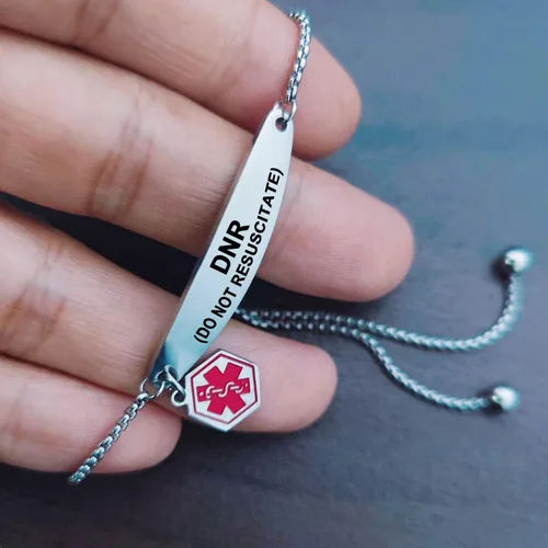 Miniatura 4 de Pulseras de alerta médica para mujer, pulseras de identificación médica con grabado láser gratis, pulseras ajustables de acero inoxidable grabado