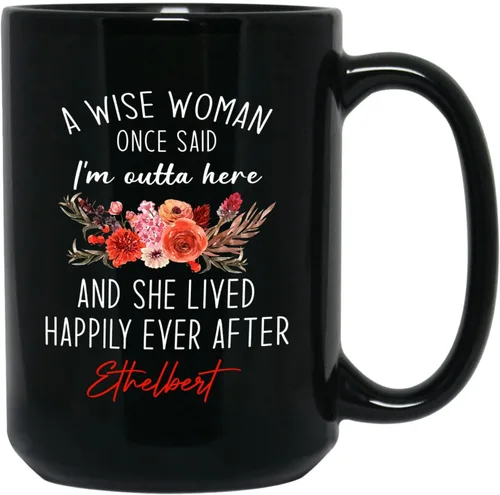 Taza de café negra con nombre personalizado de compañero de trabajo de 11 onzas, 15 onzas, taza de café de cerámica con texto en inglés «A Wise