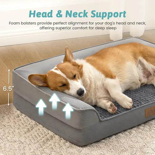 Miniatura 3 de COZY KISS Cama ortopédica para perros de tamaño mediano y pequeño, sofá para mascotas con forro impermeable, sofá de espuma para mascotas de hasta
