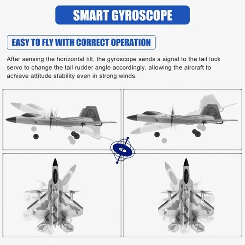 Miniatura 2 de Avión RC de 4 Canales con Control Remoto - Avión RC F-22 para Adultos Principiantes con Sistema de Estabilización Xpilot y Acrobático, Dos
