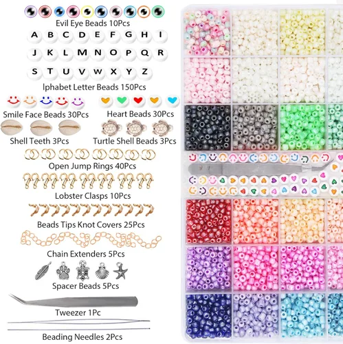 Miniatura 2 de EuTengHao Cuentas de cristal 6/0 pequeñas para manualidades, pulseras, collares, manualidades, suministros de fabricación de joyas con accesorios