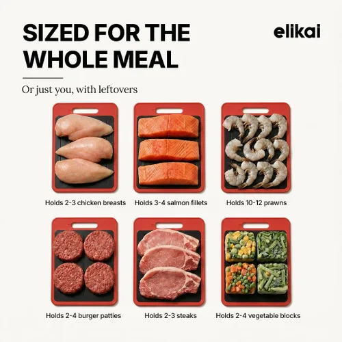 Miniatura 5 de ELIKAI Bandeja de descongelación 4 en 1 para carne congelada con tabla de cortar, placa de rallador de ajo y refinador de cuchillos, placa