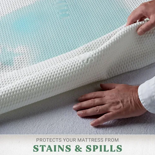 Miniatura 6 de STYLINEN Protector de colchón Tencel de eucalipto individual, funda de enfriamiento impermeable transpirable que protege contra la humedad
