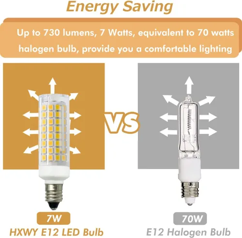 Miniatura 4 de Bombilla LED E12 de 7 W equivalente a 75 W halógena, regulable 120 V 730 LM, base de candelabro T3/T4 bombillas para ventilador de techo, lámpara