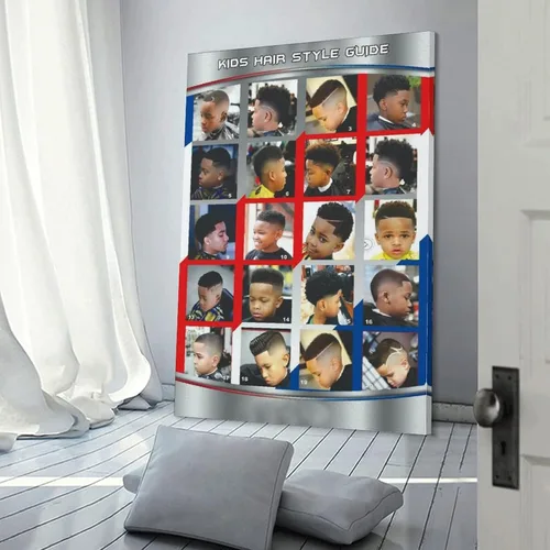 Miniatura 3 de Póster de peluquería para decoración de pared, peinados infantiles, estilos de cabello modernos para niños, pinturas artísticas de pared, lienzo