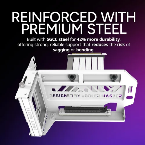 Miniatura 7 de Cooler Master Kit Vertical para Soporte de Tarjeta GPU V3 Blanco, para Placas Madre PCIe 4.0 5.0, GPUs RTX 5090 RX 9070 XT, Carcasa de ABS, 165mm