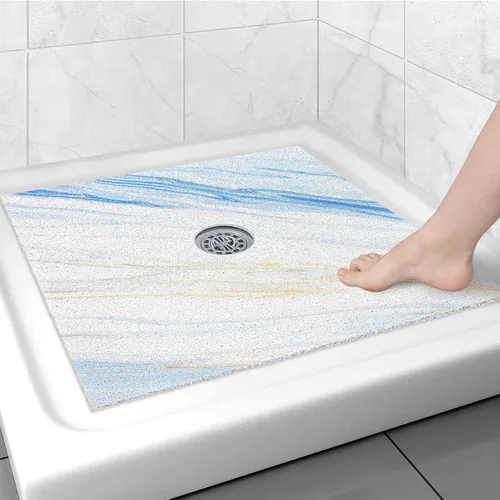 Miniatura 22 de Alfombrilla de ducha cuadrada antideslizante: 24 x 24 pulgadas para ducha interior con orificio de drenaje en el medio, tapete de ducha de masaje