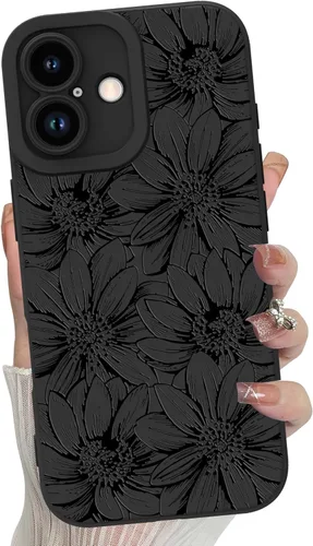 Miniatura 65 de MZELQ Funda para iPhone 17 Pro 2025, diseño de girasoles de silicona, flores florales, protección de cámara, funda delgada y suave para teléfono
