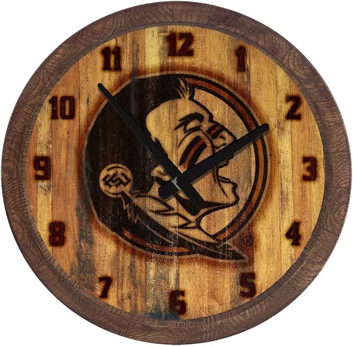 Miniatura 115 de The Fan-Brand NCAA Oklahoma Sooners: Reloj de pared con parte superior de barril de imitación para decoración de bar, decoración de fiesta