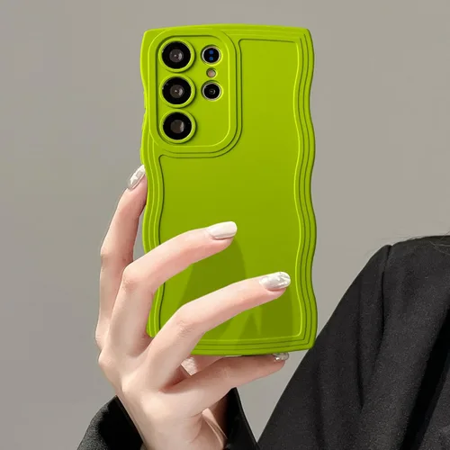 Miniatura 25 de UEEBAI Funda de silicona con marco de ola para Samsung Galaxy S22 5G, funda de teléfono con marco de ola linda, ajuste delgado, amortiguador de Negro