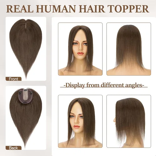 Miniatura 119 de Rich Choices Pelucas con topper de cabello para mujeres, cabello humano real 100% Remy, sin flequillo, para mujeres con adelgazamiento en la parte