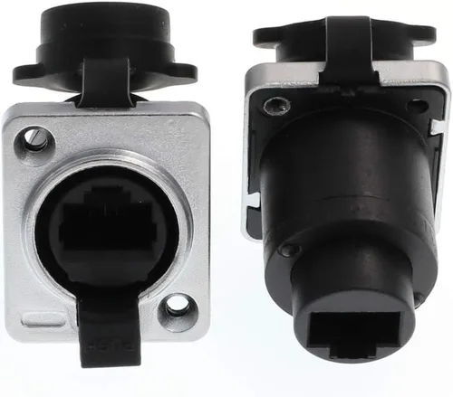 Miniatura 8 de 3 unids recto doble puerto RJ45 zócalo, Ethernet impermeable conector IP65 montaje en panel compatible CAT5e