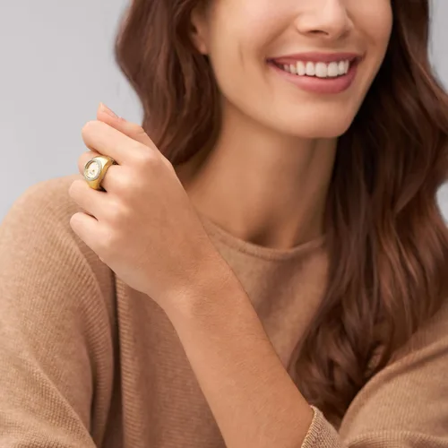 Miniatura 4 de Fossil Anillo de reloj para mujer con pantalla analógica de dos manecillas y banda de expansión de acero inoxidable