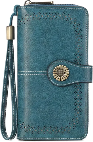 Miniatura 14 de SENDEFN Cartera de cuero para mujer, con bloqueo RFID, tarjetero para tarjetas de crédito, cartera de mano para mujer