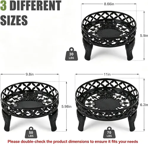 Miniatura 6 de Soporte de metal para plantas para interiores y exteriores, paquete de 2 soportes de hierro resistentes para interiores y exteriores, soporte