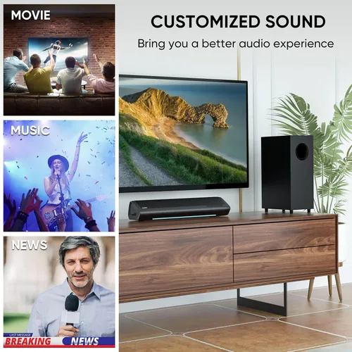 Miniatura 5 de Saiyin - Barras de sonido para TV con subwoofer, 2.1 graves profundos, pequeña barra de sonido, monitor de altavoces, sistema de sonido envolvente