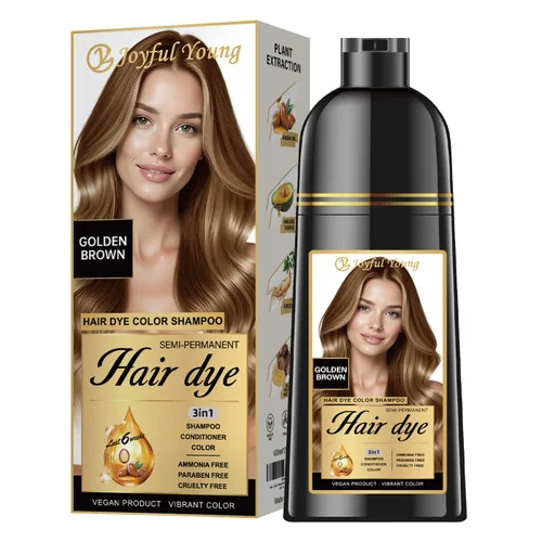 Miniatura 9 de Joyful Young Champú para teñir el cabello natural 3 EN 1, color de cabello para cobertura de canas, champú para teñir el cabello para mujeres